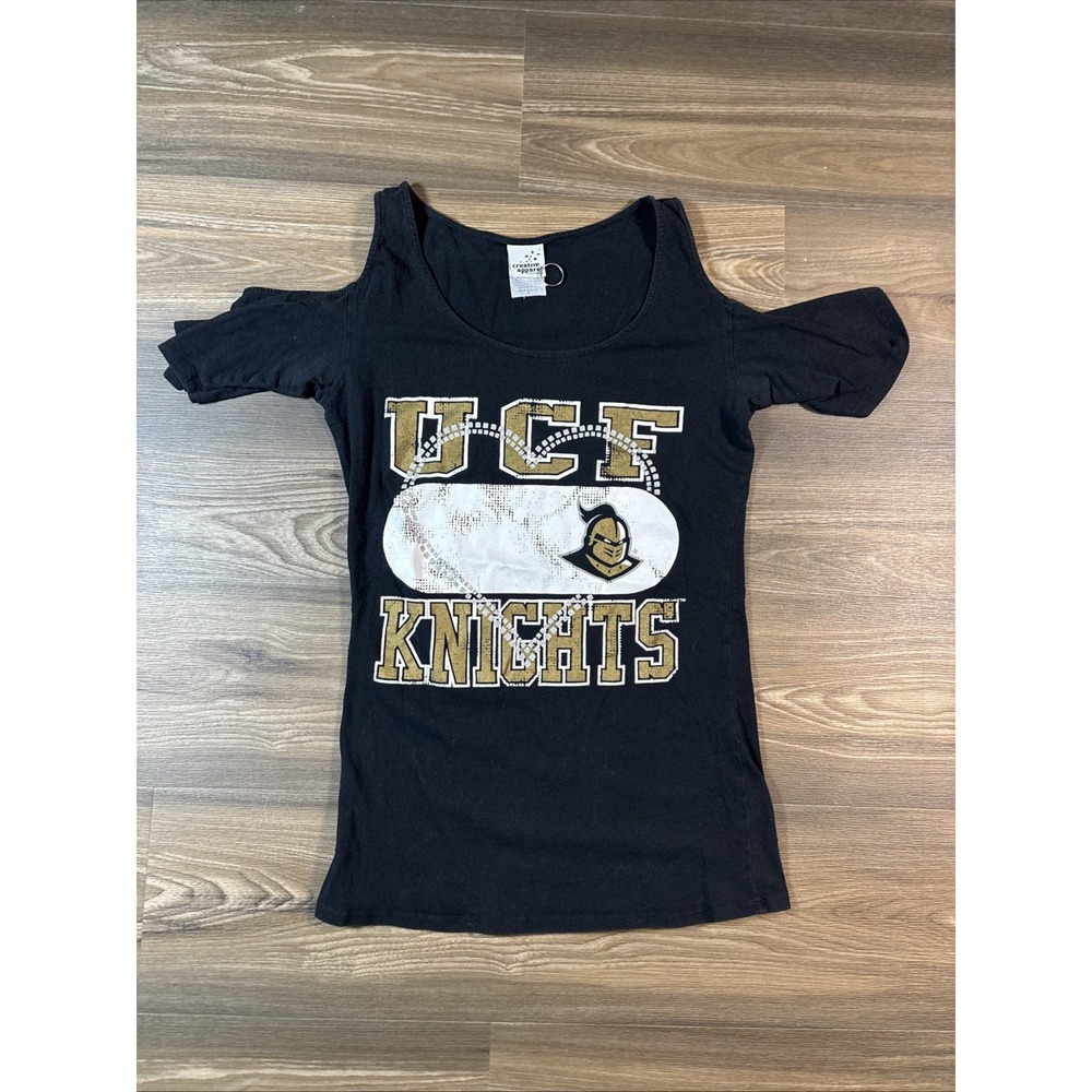 Creative Apparel Women's Concept UCF Knights Black Cold Shoulder Graphic Tee